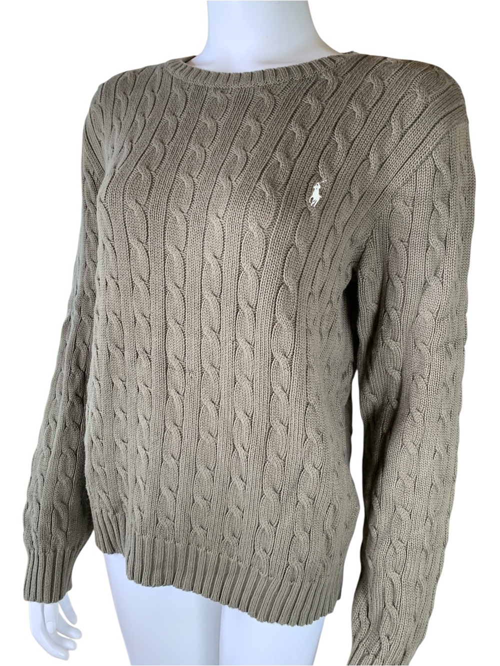 Polo Ralph Lauren Olive Green Cotton Cable Knit Sweater XL